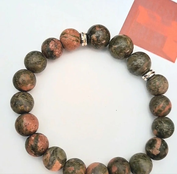 A Handmade 12mm Semi-Precious Stone Bracelet